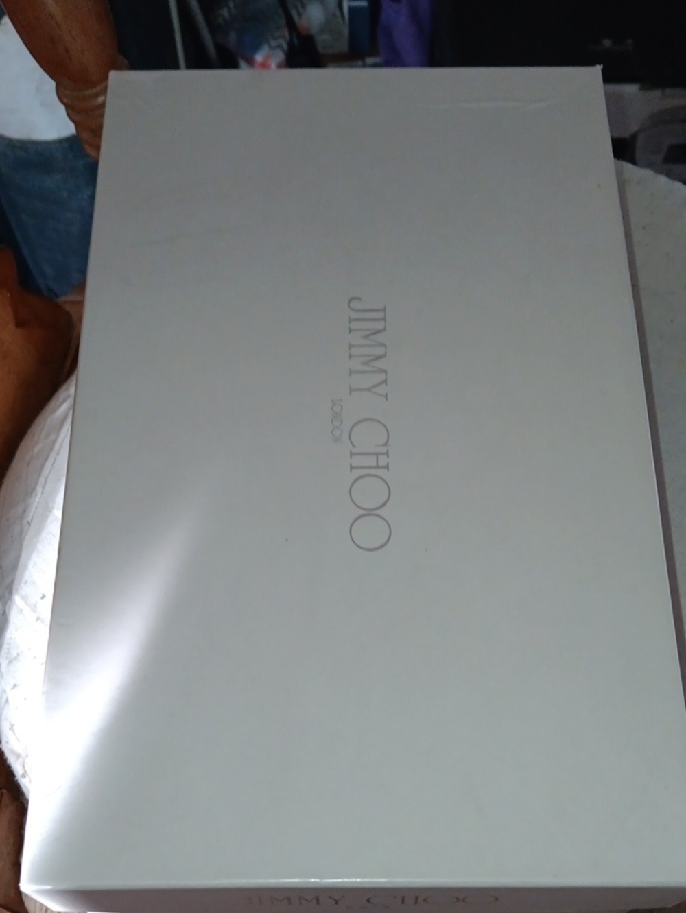 Jimmy Choo Cream/White Logo Shoe Box & Shoe Bag ONLY